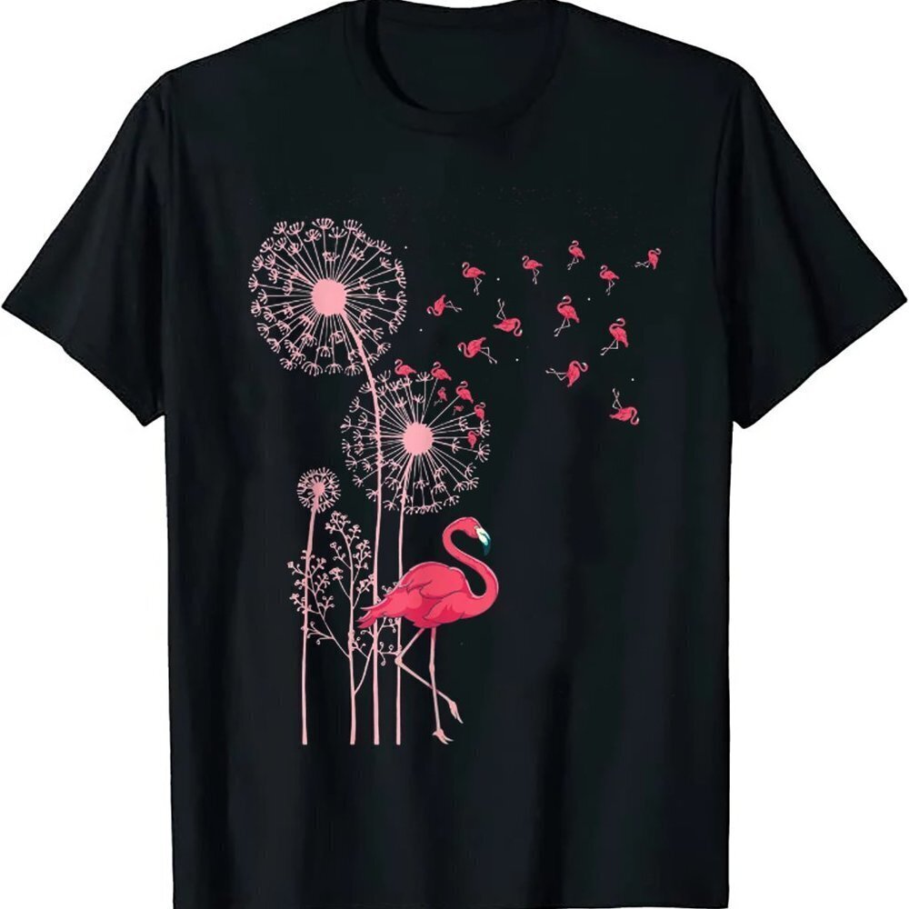 Flower Dandelion Exotic Animal Tropical Bird Flamingo Tshirt Flamingo